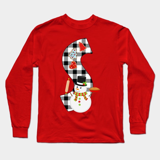 BW Buffalo Checks Pattern Monogram S | Snowman Long Sleeve T-Shirt by ExpressYourSoulTees